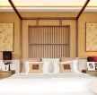 中式田园风格卧室床的摆放装修效果图 