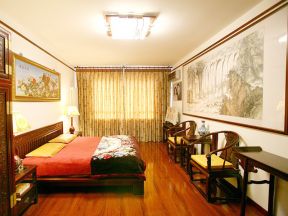 中式田园风格卧室装修效果图 卧室家具摆放图