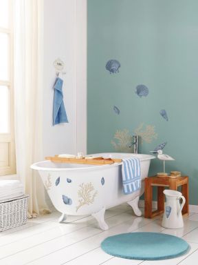 蓝色卫生间 浴缸装修效果图片