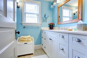 蓝色卫生间 浴室柜装修效果图片