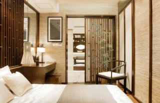 中式田园风格卧室木门装修效果图片
