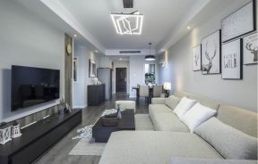 现代北欧风格客厅多人布艺沙发装修效果图片
