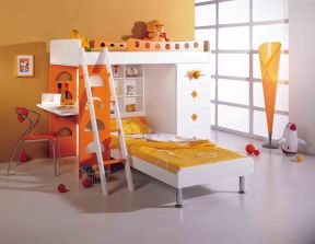 儿童卧室家具效果图 儿童床装修效果图片