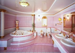 欧式奢华风格装修效果图 台阶浴缸装修效果图片