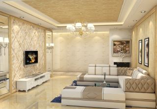 客厅瓷砖电视背景墙装修设计效果图片2023