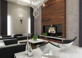 客厅瓷砖电视背景墙装修设计效果图片欣赏