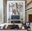 中式复式客厅墙画装饰画