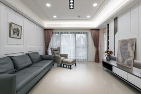小户型新房客厅纯色窗帘装修效果图片