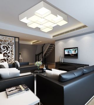 现代简约客厅吸顶灯设计图片