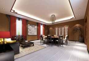 中式风格元素餐厅客厅吊顶效果图