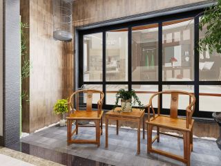现代中式装修客厅阳台效果图片