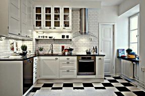 时尚家居厨房黑白地砖装修设计图片