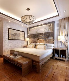 新中式风格装饰元素 卧室实木家具图片