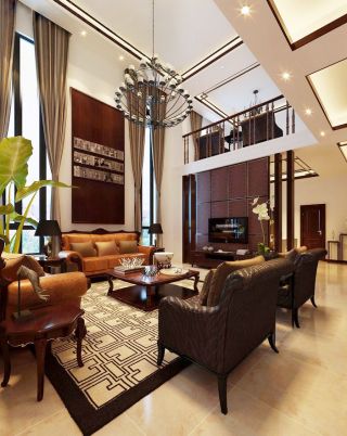 新中式风格装饰元素复式别墅客厅图片大全
