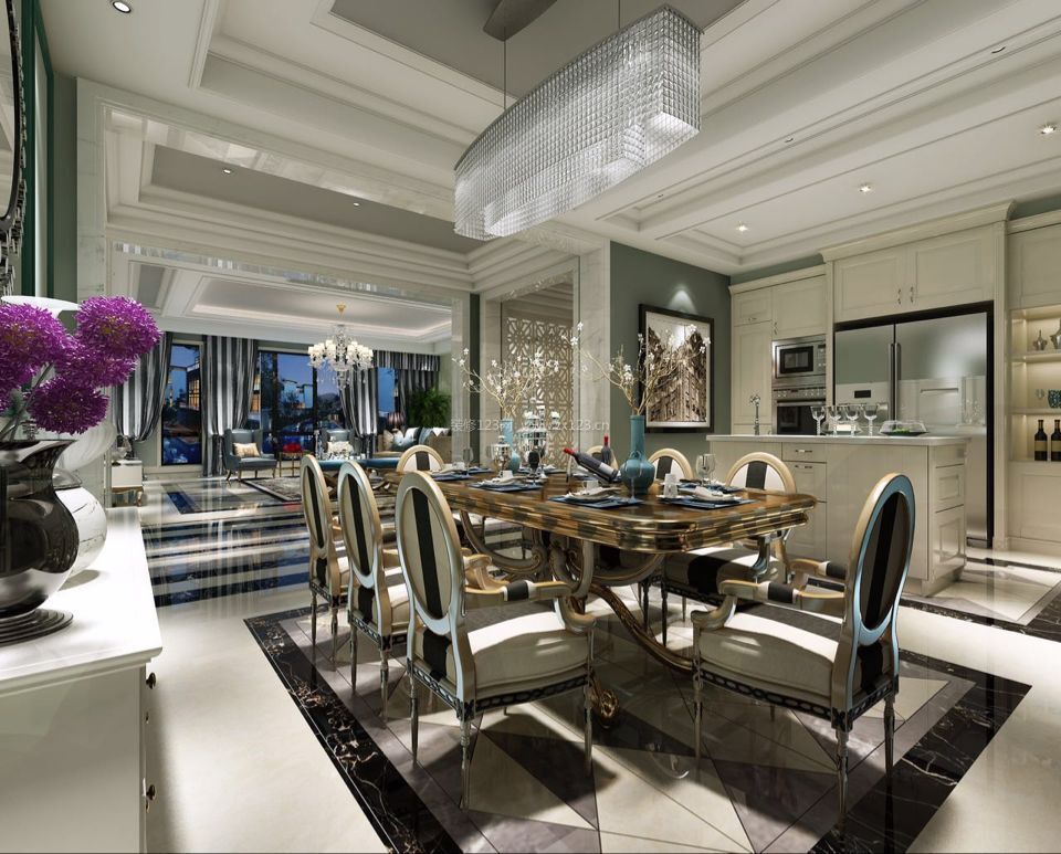 新古典别墅家庭餐厅装修效果图大全2023图片