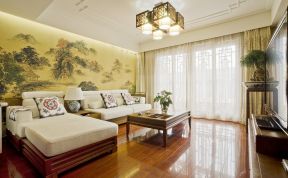 中式三居室 沙发背景墙设计效果图