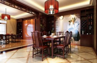 中式三居室餐厅家具摆放效果图
