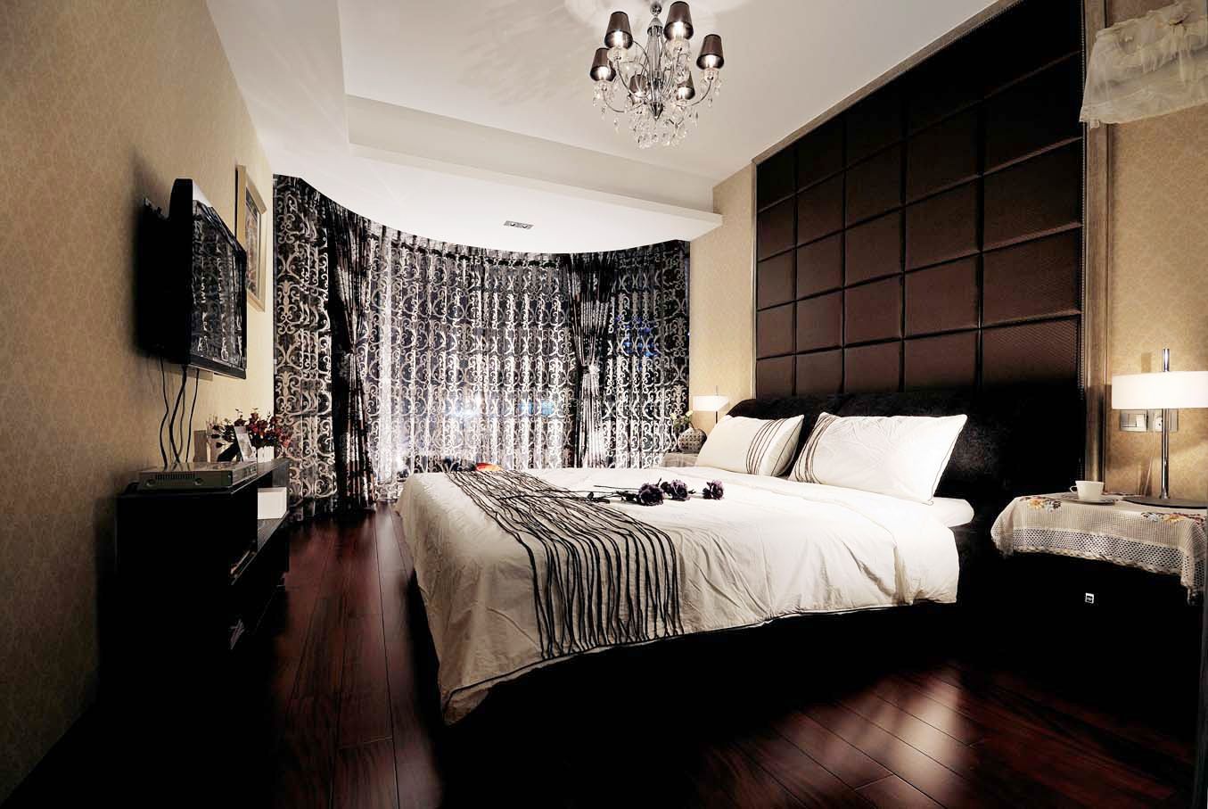 家庭卧室软包床头背景墙设计效果图片