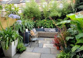 别墅花园设计实景图 木凳装修效果图片