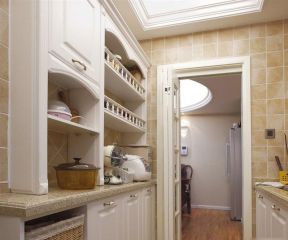 美式乡村厨房门 白色门及门框效果图