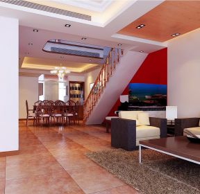 老房子改造复式客厅背景墙装修图片