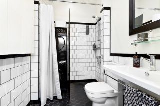 结婚新房布置洗手间黑白墙砖效果图 