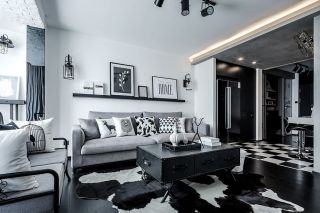 70平方房子简约客厅黑白装饰设计图 