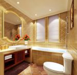 浴室浅黄色瓷砖装修效果图