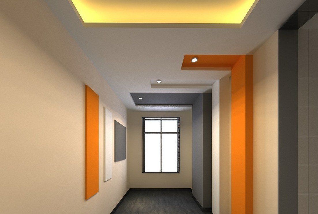 现代简约风格样板走廊过道吊顶效果图 