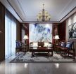 新中式别墅客厅沙发背景墙设计效果图片