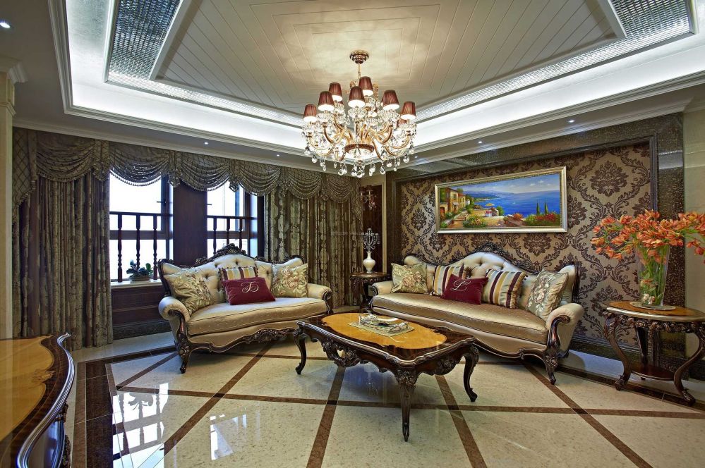 古典欧式客厅沙发背景墙装修效果图欣赏