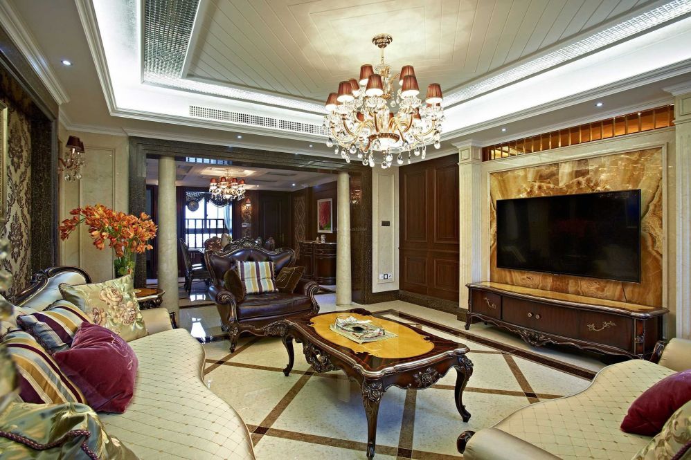 欧式古典客厅吊顶设计装修效果图片