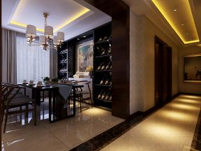 简约中式餐厅整体酒柜装修设计效果图片