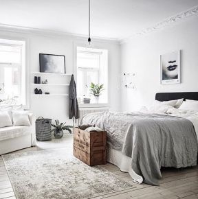 50平方卧室 黑白简约风格