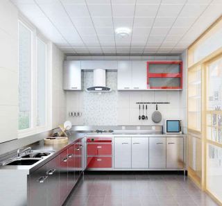 l型厨房不锈钢橱柜装修效果图