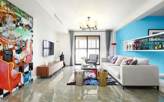 loft现代客厅地毯装修效果图片