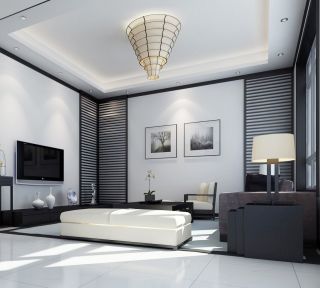 黑白简约现代风格复式楼客厅效果图