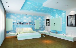 大卧室硅藻泥背景墙装修效果图片 