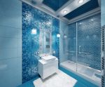 蓝色卫生间浴室门装修效果图 