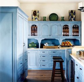 厨房设计图片大全 蓝色橱柜装修效果图片