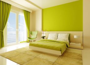 卧室绿色彩色墙面漆效果图 