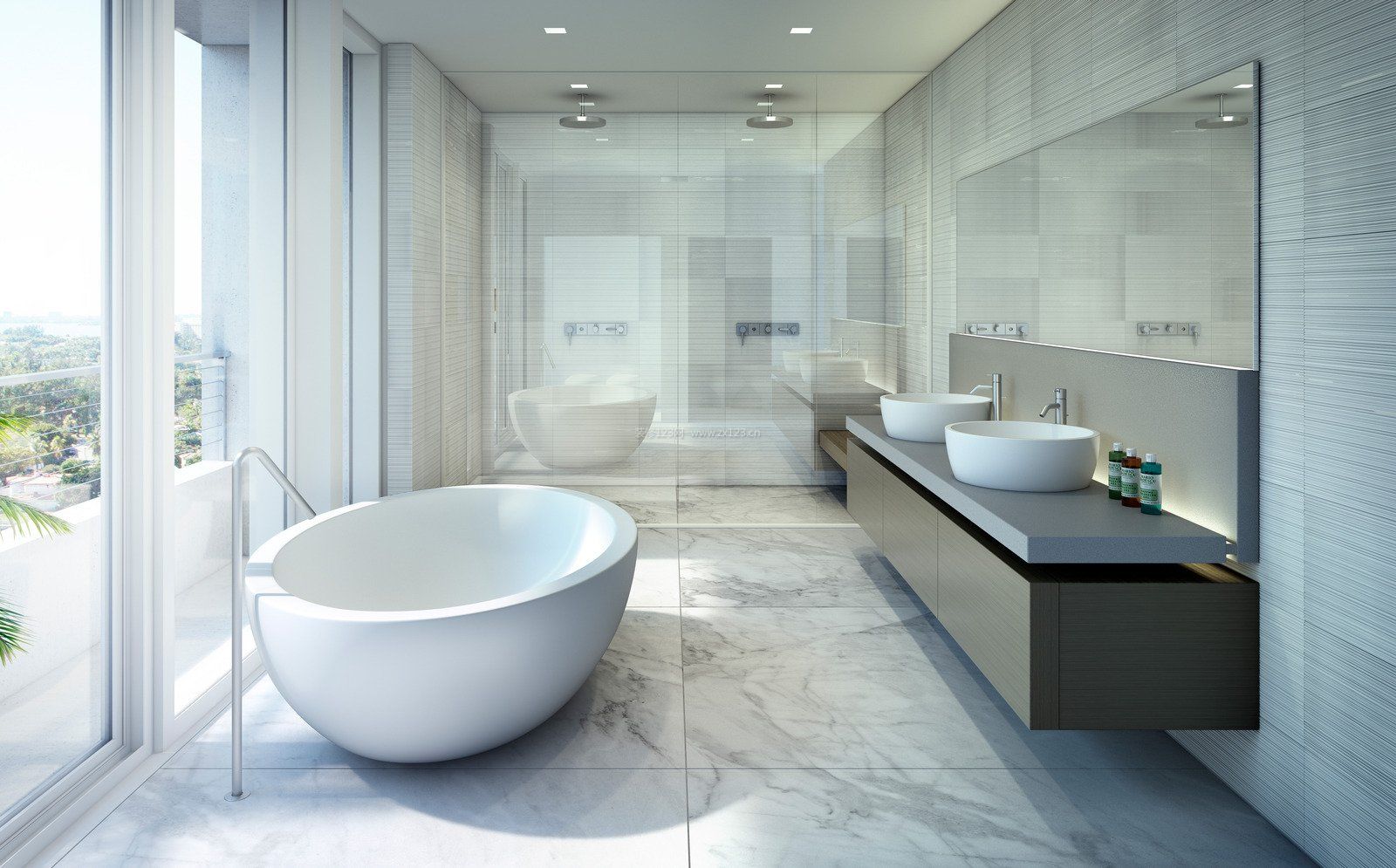 浴室白色简约风格装修效果图