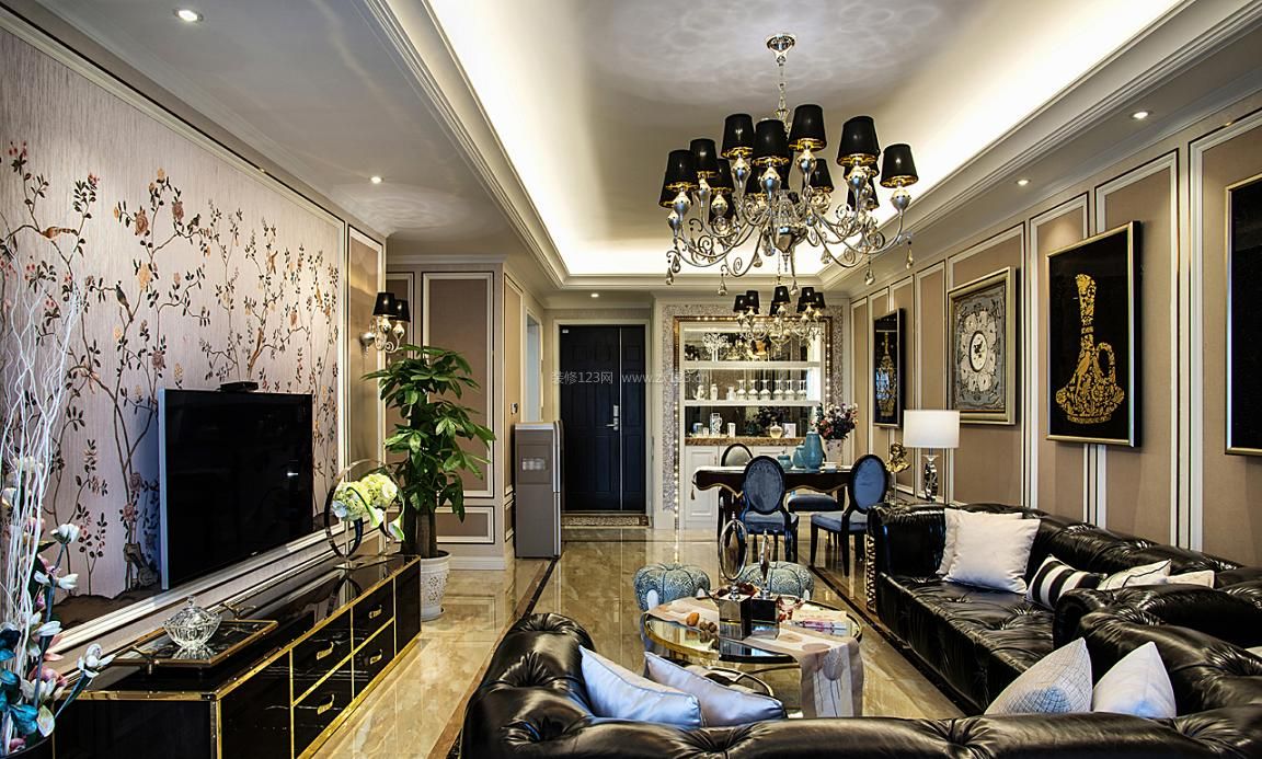 160平米三室两厅欧式新古典风格装修效果图片