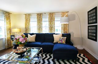 时尚简欧客厅左右布艺沙发效果图片 