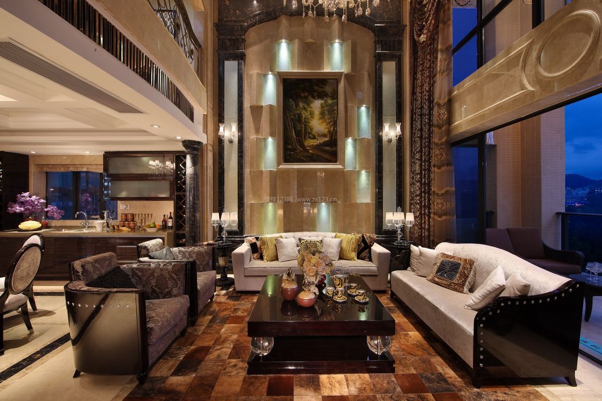 欧式新古典客厅沙发背景墙设计装修效果图