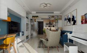 公寓式住宅蓝色电视墙装修效果图
