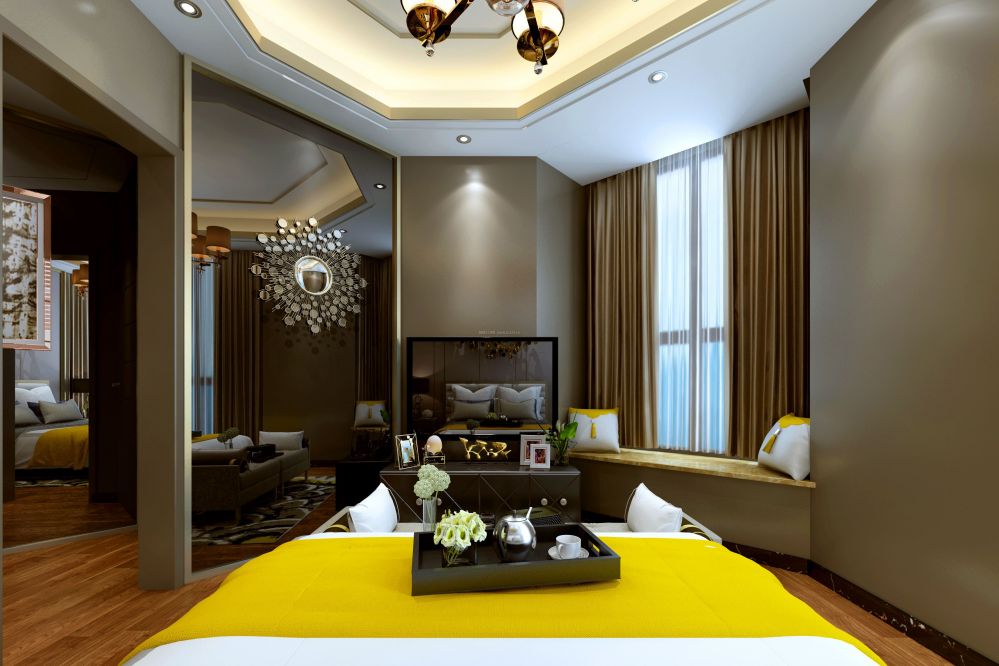 现代港式风格12平米卧室装修效果图片