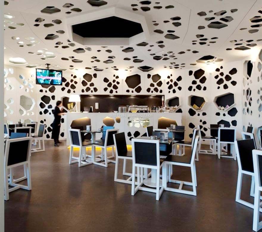 白色风格咖啡馆店面设计装修效果图
