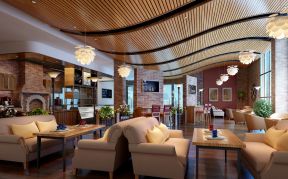 咖啡馆店面设计 木质吊顶