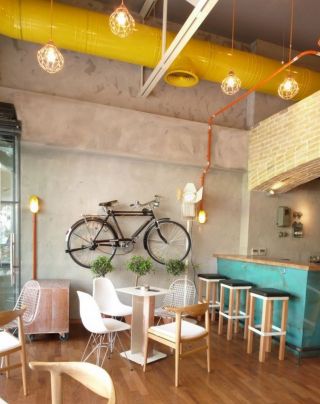 咖啡馆店面创意背景墙设计效果图